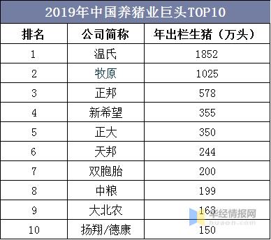 全国养猪业十大排名省份？（中国十大生猪养殖公司）